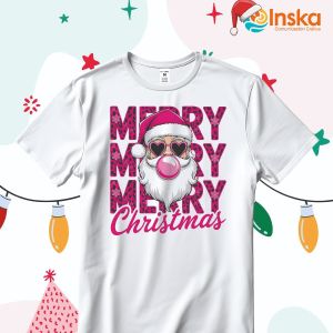 Playera Poliester Blanca Navideña Christmas Santa
