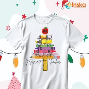 Playera Poliester Blanca Navideña Merry Christmas 2