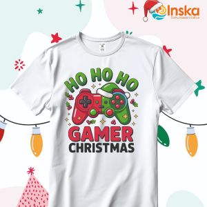 Playera Poliester Blanca Navideña Gamer