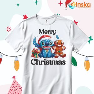 Playera Poliester Blanca Navideña Stitch 2