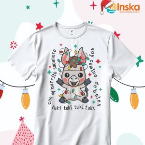Playera Poliester Blanca Navideña Burrito Sabanero
